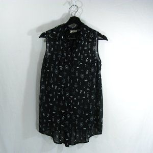 Pout Sleeveless sheer blouse with cats - Size Medium - Like New